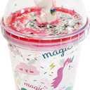 Glow Party Cups for Kids Light Up Tumbler Magic Cup with LED Glow in the Dark Water Drinking Bottle 16oz with Lid and Straw (Pink Unicorn)