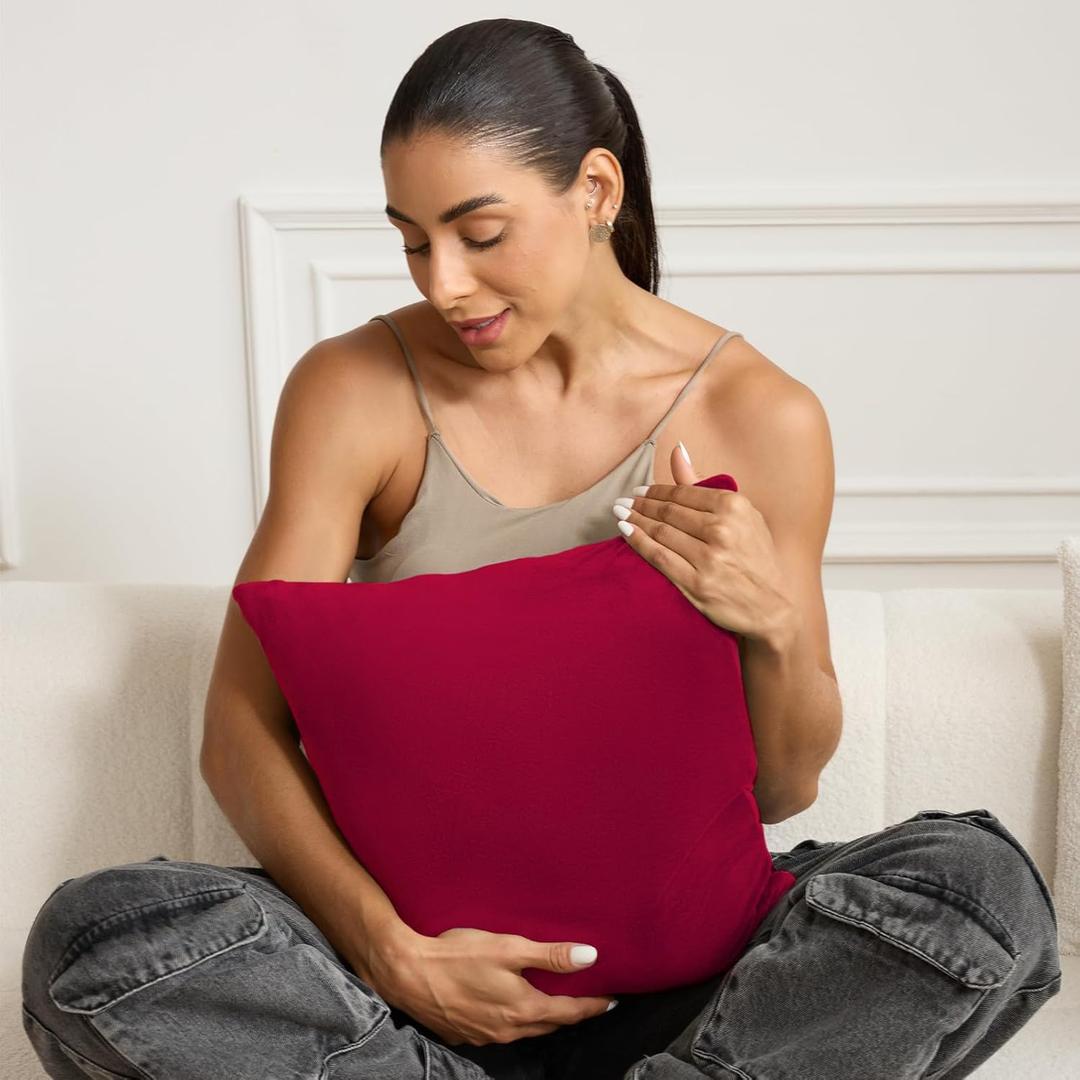 Weighted Pillow for Adults 9lbs, Deep Pressure Therapy Weighted Body Pillows for Anxiety, Sleep Support and Stress Relief, Machine Washable Cover (Medium, Firebrick Red)