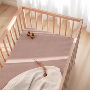 Lulu Moon Muslin Crib Sheets - Fitted Crib Mattress Sheets for Boys and Girl - 28"x 52", Sand 