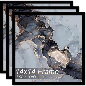 Fxojyvo 14x14 Frame Set of 3, Black Picture Frame for 14 x 14 Square Picture Poster Photo, Light Weight and High Transparent 14 by 14 Frame for Wall - 3 Pack/Black/14 x14