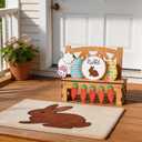 Yinkin 10 Piece Easter Table Signs Decor Wooden Rustic Easter Table Bench Centerpiece Farmhouse Bunny Eggs Carrots Chair DIY Decorations for Spring Holiday Home Decor