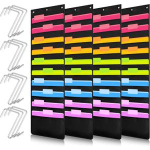 Geyee 4 Pack Hanging Wall File Organizer, Storage Pocket Chart, over Door Hangers Included, Hanging Wall Paper Organizer for File Folders, Classroom Mailbox, Home Office Papers(10 Pocket)