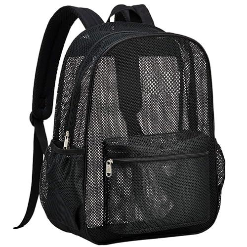 Oraben Heavy Duty Mesh Backpacks for Adults, See Through Backpack Diving Backpack with Adjustable Straps, Swimming, Fitness, Sports, Carry Portable Oxygen Concentrators (Black)