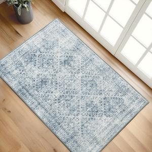MIULEE 2x3 Washable Entry Rug Door Mat Indoor Entrance, Small Rug for Kitchen Bathroom Bedroom, Non-Slip Stain Resistant Throw Carpet Boho Entryway Decor, Blue