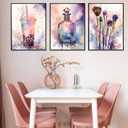 Cute Room Decor for Teen Girls Bedroom Wall Art Pink and Purple Splash Splash Aesthetic Picture Print Makeup Enthusiast Teenager Poster Painting Drinks Makeup Brushes and Perfumes Home Decoration 16x24in Unframed