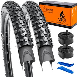 YUNSCM 26x2.35 Lightweight Bike Tires (ETRTO 60-559) 60TPI Nylon Anti-Puncture Protection and 26" Bike Tubes Compatible with 26" Mountain Bike Tires 26x2.30/2.35/2.40-2 PCS (Y-563)