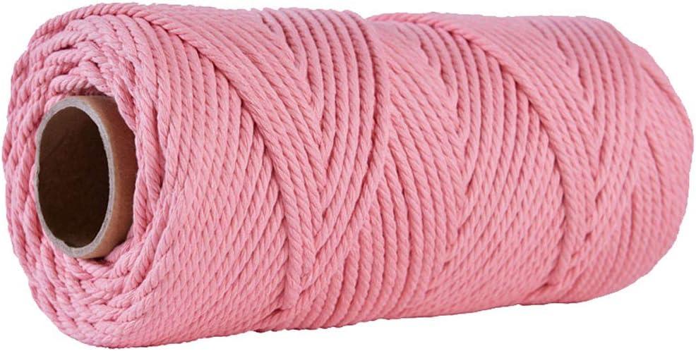 109yard 4mm Natural Macrame Cord,Colored Twisted Cotton Rope Twine String,Craft Cord for Handmade Wall Hanging Weaving Basketry Bohemia Dream Catcher DIY Craft Knitting Crochet and Tapestry