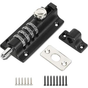 Combination Locking Bolt, Safety Slide Latch Lock with 4 Digit Combination Setting Thickened Solid Door Lock Latch for Interior Front Door Toilet Barn Fence Garage Cabinets
