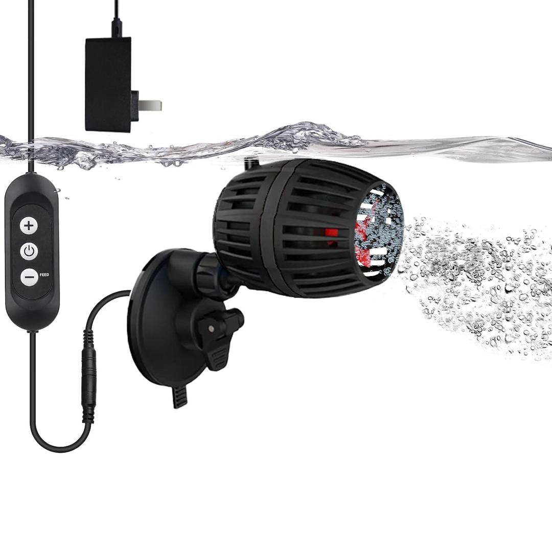 Carefree Fish Aquarium DC12V 10W Wave Maker 4 Level Adjustable Flow Rate Powerhead 1500Gph Wave Pump for 10~60Gal Freshwater and Saltwater Fish Tank