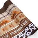 LaRibbons Fall Burlap Plaid Ribbon Wired 2 1/2" x 6 Yards 6 Rolls, Harvest Farm Ribbon for Autumn Wreath Thanksgiving Christmas Farm Gift Wrapping Home Decor