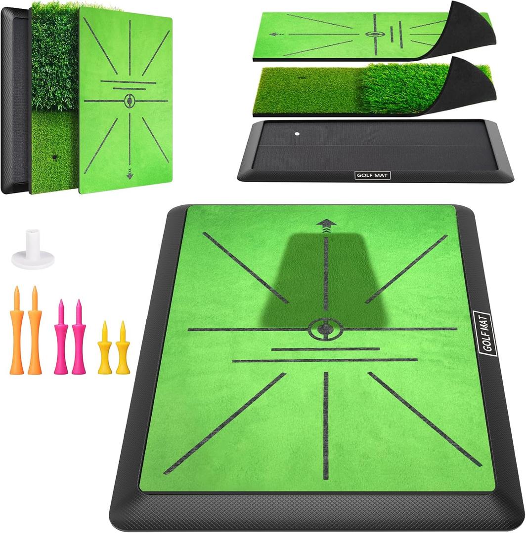 Golf Mat, Practice Outdoor Indoor for Training Chipping Show Swing Path, Hitting Turf Mat with Rubber Backing, Golf Accessories, Gifts for Men/Dad/Husband