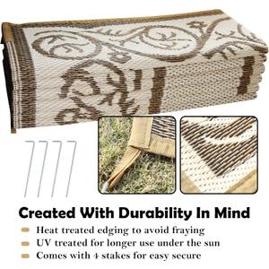 SAND MINE Reversible Mats, Plastic Straw Rug, Modern Area Rug, Large Floor Mat and Rug for Outdoors, RV, Patio, Backyard, Deck, Picnic, Beach, Trailer, Camping (9' x 12', Brown & White) (9' x 12', Brown & White) SAND MINE Reversible Mats, Plastic Straw Rug, Modern Area Rug, Large Floor Mat and Rug for Outdoors, RV, Patio, Backyard, Deck, Picnic, Beach, Trailer, Camping (9' x 12', Brown & White) (9' x 12', Brown & White)