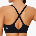 RUNNING GIRL Sports Bra for Women High Support, Molded Cup High Impact Sports Bras with Sewn in Pads Strappy Running Bra, M, Black