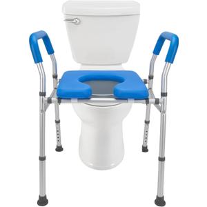Raised Toilet Seat with Safety Frame - Mobo Medical - 400 Lb Capacity- Heavy Duty Adjustable Height - Easy Installation, Durable Aluminum for Standard and Elongated Toilets
