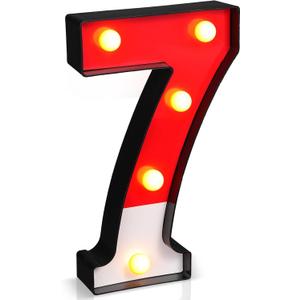 Mudder Red and White Light up Numbers Party Decorations, LED Anime Cartoon Pattern Glowing Numbers, Birthday Table Centerpieces Cartoon Animated Birthday Party Supplies, 8.58 x 5.2 Inches(7)