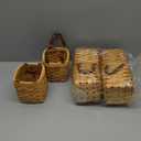 ZOOFOX 6 Pack Small Wicker Basket with Handle, 4" x 4.5" Woodchip Baskets for Gifts Empty, Rustic Style Basket Flower Girl Baskets for Wedding Home Party Decor Easter Gift Packing