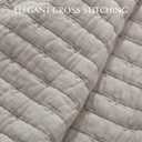 EVERGRACE 100% Cotton Cross Stitch 3-Piece Quilt Set, King, Taupe