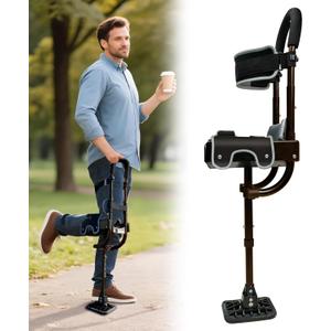 Hands Free Crutch with Safety Kneepad, Peg Leg Crutch Alternative for Adults, Comfortable Knee Crutches for Foot, Ankle, and Lower Leg Injuries- Suitable for Both Left and Right Feet (Glossy)
