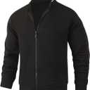 HOOD CREW Mens Lightweight Casual Jackets Varsity Bomber Jacket Coat with Zipper (Black, XXXL)