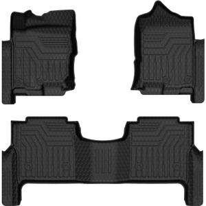 Mixsuper Floor mat for 2017-2024 Nissan Titan / 2016-2024 Nissan Titan XD Crew Cab (with Rear Under Seat Organizer),All Weather TPE Floor Liners Protection for Titan Accessories,Anti-Slip Car Mats