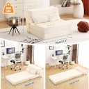 Tiita Folding Sofa Bed Couch, Single Size Foldable Futon Chair with Pillow, Folding Sleeper Sofa Chair Bed Floor Mattress for Guest Room, Living Room, Beige