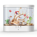 DEDESESE Fish Tank Aquarium 1.5 Gallon Desktop Fish Tank- 7 Color Light Self Cleaning 3 in 1 Pump with Filteration & Oxygenation & Circulation for Office Living Room