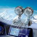 Car USB Fan, Upgraded Dual Head 360 Rotation Portable Vehicle Cooling Fan for Car Dashboard SUV RV Truck Boat Van Sedan Home Office
