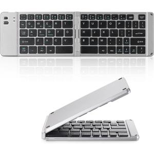 Guiheng Foldable Keyboard - Portable Rechargeable Full Size Ultra Slim Mini Folding Wireless Travel Keyboard for iOS Android Windows Smartphone Tablet and Laptop(Grey)