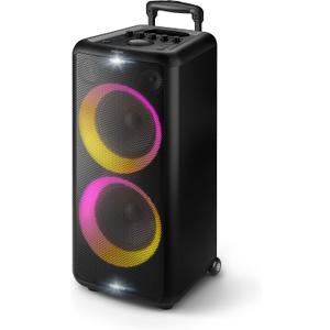 Philips X5206 Bluetooth Party Speaker - 14 Hours Play Time, Deep Bass, Party Lights, Karaoke Effects, Mic & Guitar Input, 80W Max Power, Black