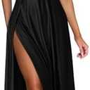Memoriesea Women's Sexy V Neck Sleeveless High Split Evening Cocktail Maxi Dress Medium, Black 