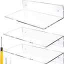 12 Inch L-Shaped Acrylic Floating Shelf Clear Wall Mounted Shelves Invisible 5MM Thick Shelf for Wall Storage Clear Shelves for Makeup Photo Picture Book Record Display 3 Pack