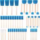 Foam Paint Brushes (48 Pack) 10 Sizes - Paint Sponge - Premium Foam Brushes - Lightweight & Durable - Sponge Paint Brush Assortment Ideal for Painting, Crafting, Acrylics, Stains, Varnishes (Blue)