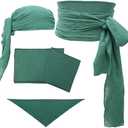 KUOIN Pirate Sash Bandana 2 PCS, Medieval Halloween Costume Accessory Waist Belt Headband Head Scarf