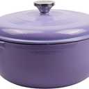 Lodge Essential Enamel Cast Iron Dutch Oven - Perfect for Bread Baking, Braising, Marinating & Slow Cooking - Features Moisture-Sealing Lid & Dual Handles - Kitchen Essentials - 6 Quarts - Lilac