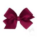 Wee Ones Girls' Grosgrain Hair Bow with Scalloped Edge Faux Velvet Overlay, Medium, Wine