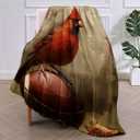 Cardinal Blanket Gifts for Women Men Adults Kids Soft Warm Lightweight Cozy Plush Bird Football Throw Blankets for Bedroom Living Room Sofa Home Decor 50"x40" (Color125)