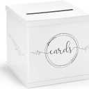 White & Black Wedding Card Box, Large 10 Gift Card Holder, Envelope Box with Slot, Graduation Party, Birthday, Funeral Reception, Baby & Bridal Shower, Sweet 16, Quinceanera, Retirement, Money Basket
