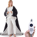 Westinghouse Electric Snuggle Throw Blankets with Foot Pocket, Wearable Heated Blanket with Sleeves, 6 Heating Levels & 2 to 10 Hours Heating Time Settings, 50 * 70"+18", Grey