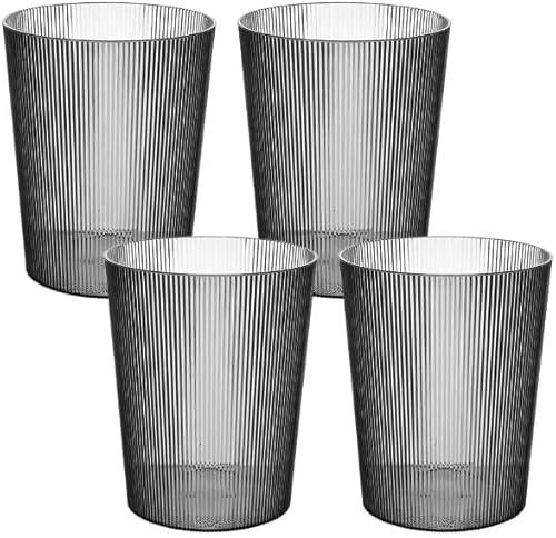 Transparent Trash Can,Bathroom Trash Cans Open Top ,2 Gallon Grey Office Garbage Can Plastic, 4pcs Round Slim Waste Basket Living Room, Clear Trash Bin For Home, Kitchen Bedroom,Laundry Room,Dorms,G