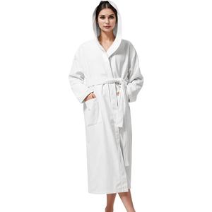 KAHAF COLLECTION Women Hooded 100% Cotton Terry Bathrobe, Soft Absorbent Quick Dry Robe for Spa, Shower & Home Wear, XL