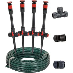 Eden 98063 MultiAdjustable Flex Design Above Ground Irrigation Garden Sprinkler System, Sprinkler & Hose, DIY Plant Watering Set