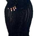 Sexy Button Down Dresses for Women Date Night Off Shoulder See Through Mesh Ruffle Bodycon Maxi Dress 2XL