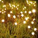 Brightown Solar Garden Lights - 4 Pack 48 LED Firefly Lights with 2 Lighting Mode, Sway by Wind, Waterproof Solar Light for Outdoor Outside Yard, Warm White (Globe)