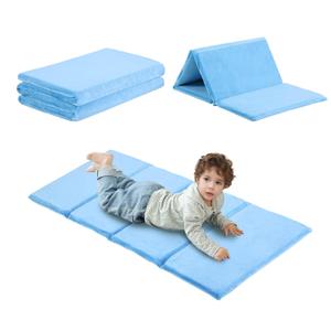 Tiita Kids Nap Mat, Foldable Play Mat, Sleeping Pad, Folding Kinder Mat Portable Bed for Daycare and Kindergarten, 1 Piece, Blue