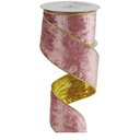MEEDEE Pink and Gold Velvet Ribbon 2.5 inch Thick Velvet Wired Edge 10 Yards Two Tone Ribbon for Christmas Tree, Gift Wrapping, Wreaths, Large Bows, Crafts Supply