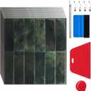 40 Sheets Peel and Stick Backsplash Tile for Kitchen with Wallpaper Tools Kit, Self Adhesive Tile for Kitchen Bathroom, 10" x 4.5"(Classic Style,Dark Green)
