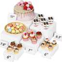 Lifewit 6 PCS Buffet Risers and Stands, (6",6",7",7.8",8.3",10") Food Risers for Buffet Table, Catering Dessert Cake Holder for Party, Collectibles Jewelry Display Shelf, Nesting Cube Boxes, White