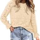 StunShow Women Eyelet Shirts Long Sleeve Shirts for Women Lace Dressy Embroidered Blouses 2025 Fashion Top (S)