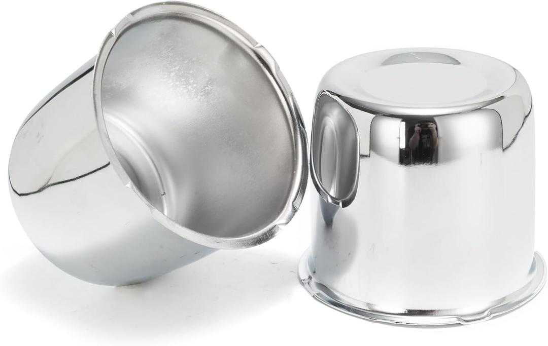 2 Pcs 3.31" Push Through Wheel Center Caps for Truck Trailer RV - Carbon Steel Closed-end Hub Caps (Fits 3.31" Bore, 3.03" Tall, Chrome)