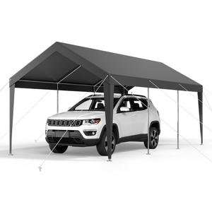 VEVOR Carport, 10 x 20 FT Outdoor Car Canopy, Potable Carport, Heavy Duty Galvanized Car Shelter, UV-Resistant & Water-Resistant, All-Season Protection, Storage Shed for Car Boat Motorcycle Grey